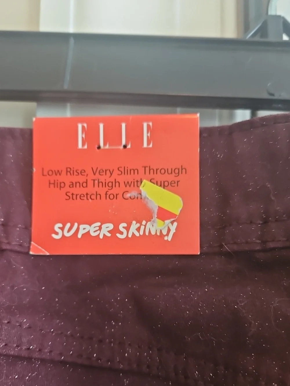 nwt womens sz 8 elle super skinny wine / silver specs denim jeans
